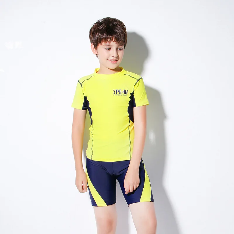 

Children Short Sleeve Swimsuit Hot Spring Boys Swimwear Cute Rashguard Swimming Surfing Boys 2 Piece Swimsuit Boys Swim Shirt