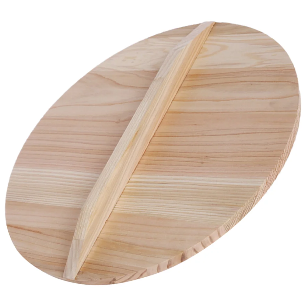 

Lid Cover Wok Pot Wooden Pan Kitchen Frying Wood Accessories Flat Fry Stir Replacementhousehold Round Skillet Iron Cast Cooking