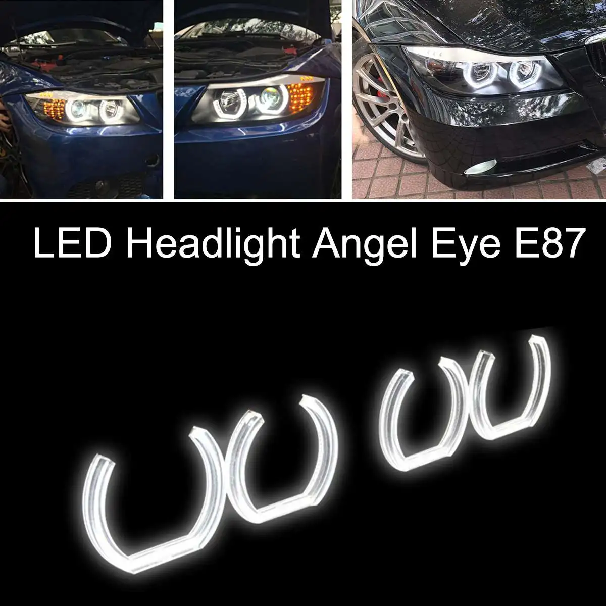 

4pcs LED Angel Eyes Halogen Headlight Crystal Halo Car Lights For BMW 1 Series E81 E82 E87 E88
