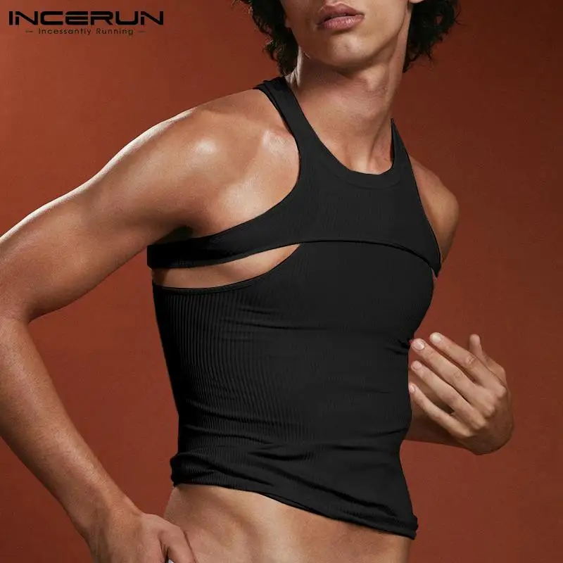 

Sexy Leisure New Men's Fashion Sleeveless Vests Summer Male Knit Solid All-match Simple Comfortable Tank Tops 2022 S-5XL INCERUN
