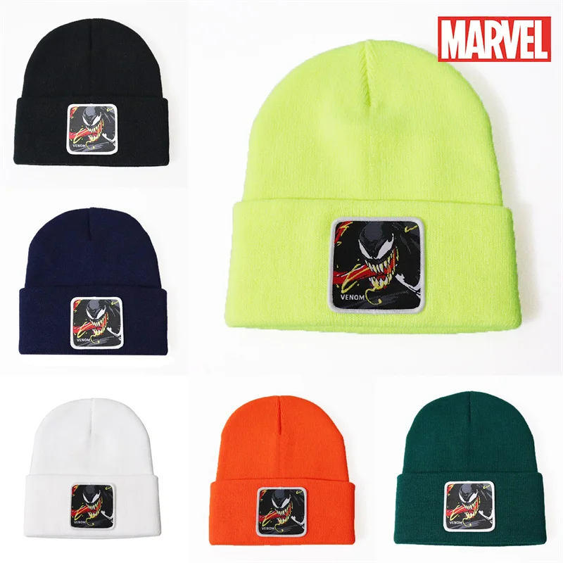 

Disney Venom Winter Hats The Avengers Children's Knitted Hats Anime Figure Embroidered Woolen Hat Hip Hop Hat Caps Child Gifts