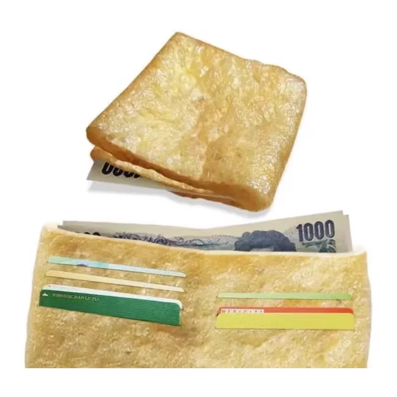 

Soft fried bean skin wallet creative simulation fried tofu wallet handbag