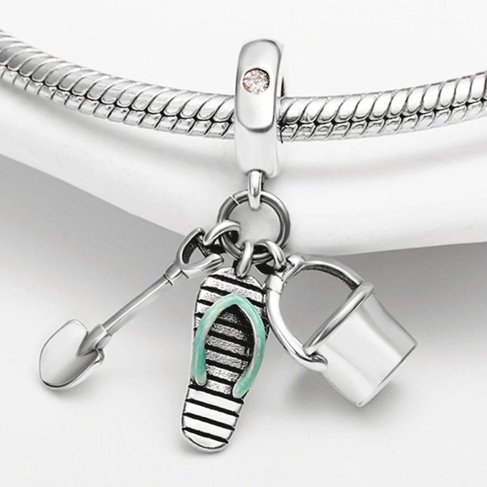 Pendentif de personnalité en argent 925 pour femme, carillon mignon et doux, thème de voyage, bracelet à bricoler soi-même, accessoire de bijoux doux, cadeau 2