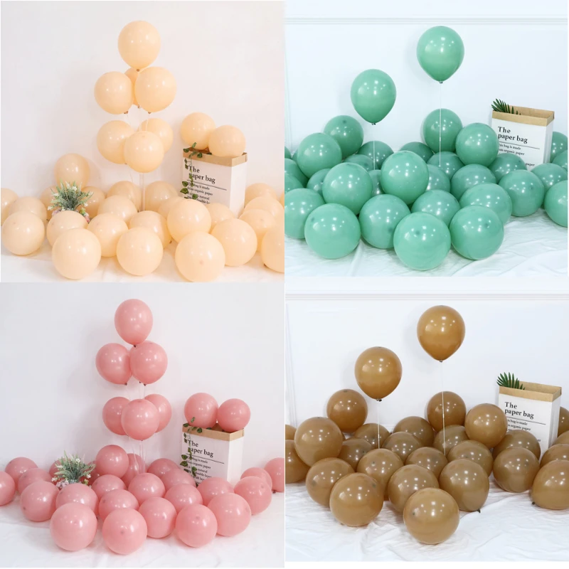 

25/50pcs 10inch Retro Balloons Dusty Retro Green Caramel Coffee Balloon Helium Globos Wedding Shower Birthday Decoration