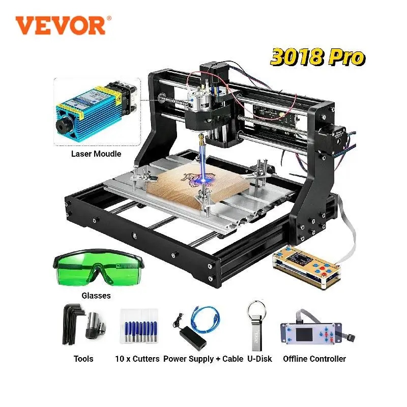 

VEVOR CNC 3018 Pro Mini Laser Engraving Machine 3 Axis w/ Offline Controller GRBL Control DIY Wood PCB Milling Cutting Engraver