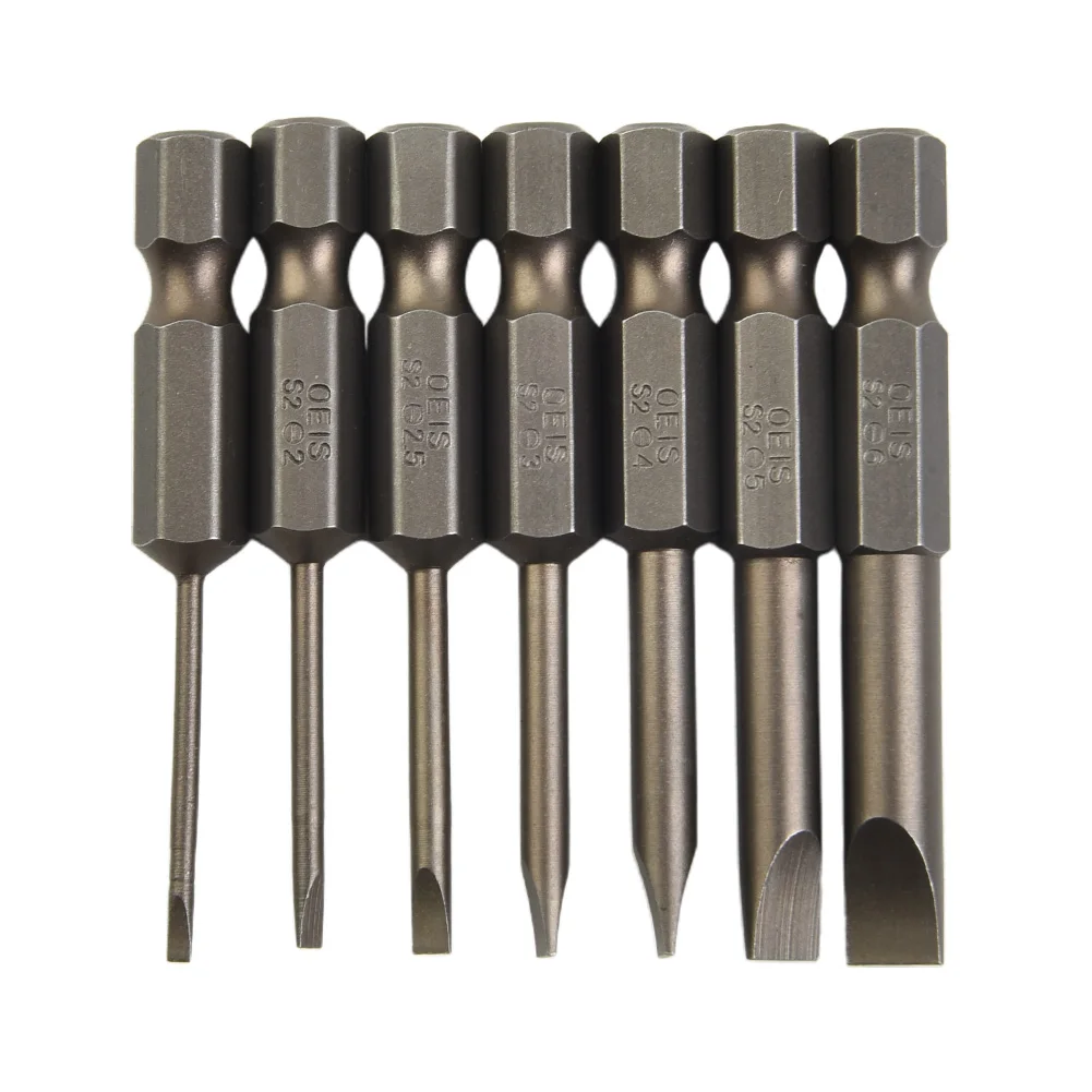 

7pcs SL1.6/2/ 2.5/3/4/5/6 Flat Head Slotted Tip Magnetic Screwdrivers Bits Alloy Steel For Electric Screwdriver Repair Furniture