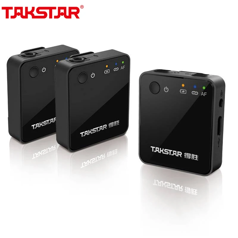 

TAKSTAR V1 Dual Channel Wireless Lavalier Microphone Portable Video Recording Mic for iPhone Android Live Streaming Vlog Youtube