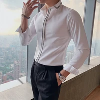 british style striped shirt for men 2021 autumn new long sleeve business slim fit shirt social casual tops formal camisas homme