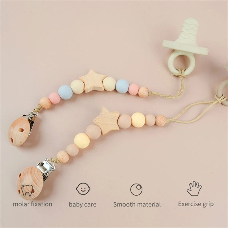 

Pacifier Clip for Boys & Girls Unisex Design Universal Paci Clip Beads Star Gift