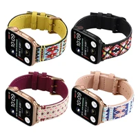 nylonleather strap for apple watch band 41mm 45mm 40mm 44mm 3842mm ethnic style bracelet for iwatch series 7 6 se 5 4 3 belt