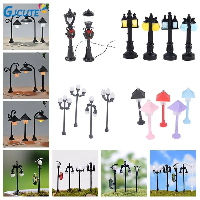 

1/2PC Street Post Lights Model Railway Train Lamp Post Lights Miniature Village Pathway Lantern Post for DIY Dollhouse