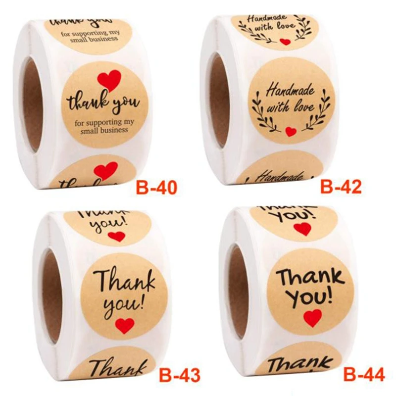

500PCS Packaging Gift Box Sticker Candy Dragee Box Cupcake Box Cookie Bag Kraft Paper Sticker Packaging Bags Wrapping Supplies