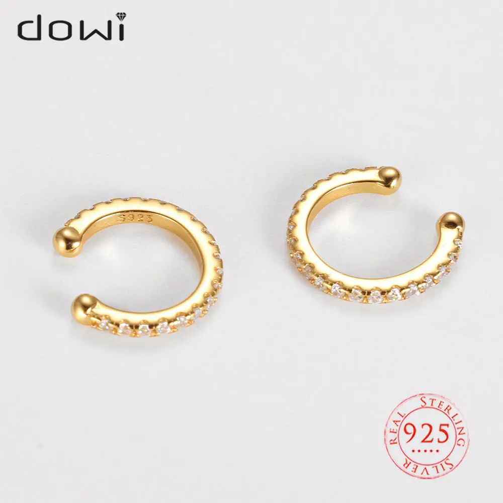 

925 Sterling Silver Earrings Woman Ear Cuff Fake Pierced Earrings for Women Micro Pave Small Clip on Earrings Cartilage Jewelry