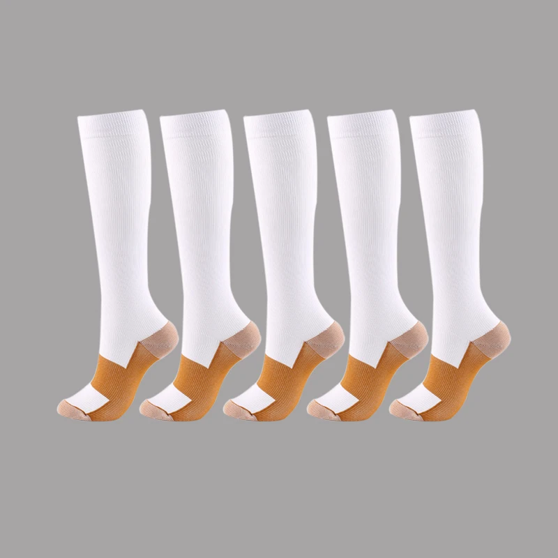 Copper Infused Fiber Medical Compression Anti-bacterial Socks High Tube Non Slip Nylon Elastic Unisex for Men Women