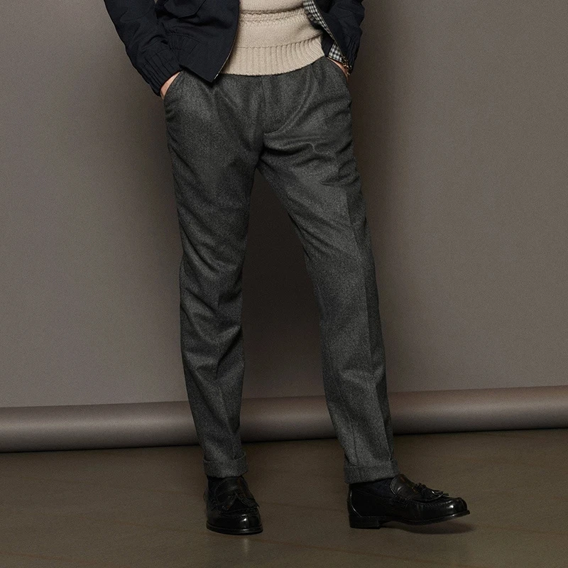 Men's Wool Harlan Frousers British Business 2022 Autumn And Winter New SLIM STRAIGHT Thickened Large Wool Trousers