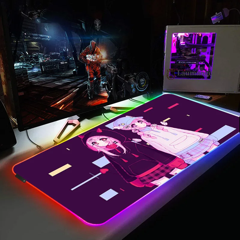 

Geoxor Moneko RGB Mouse Pad Gaming Pc Accessories Desk Protector Keyboard Mat LED Mousepad Gamer Deskmat Anime Large Mause Pads
