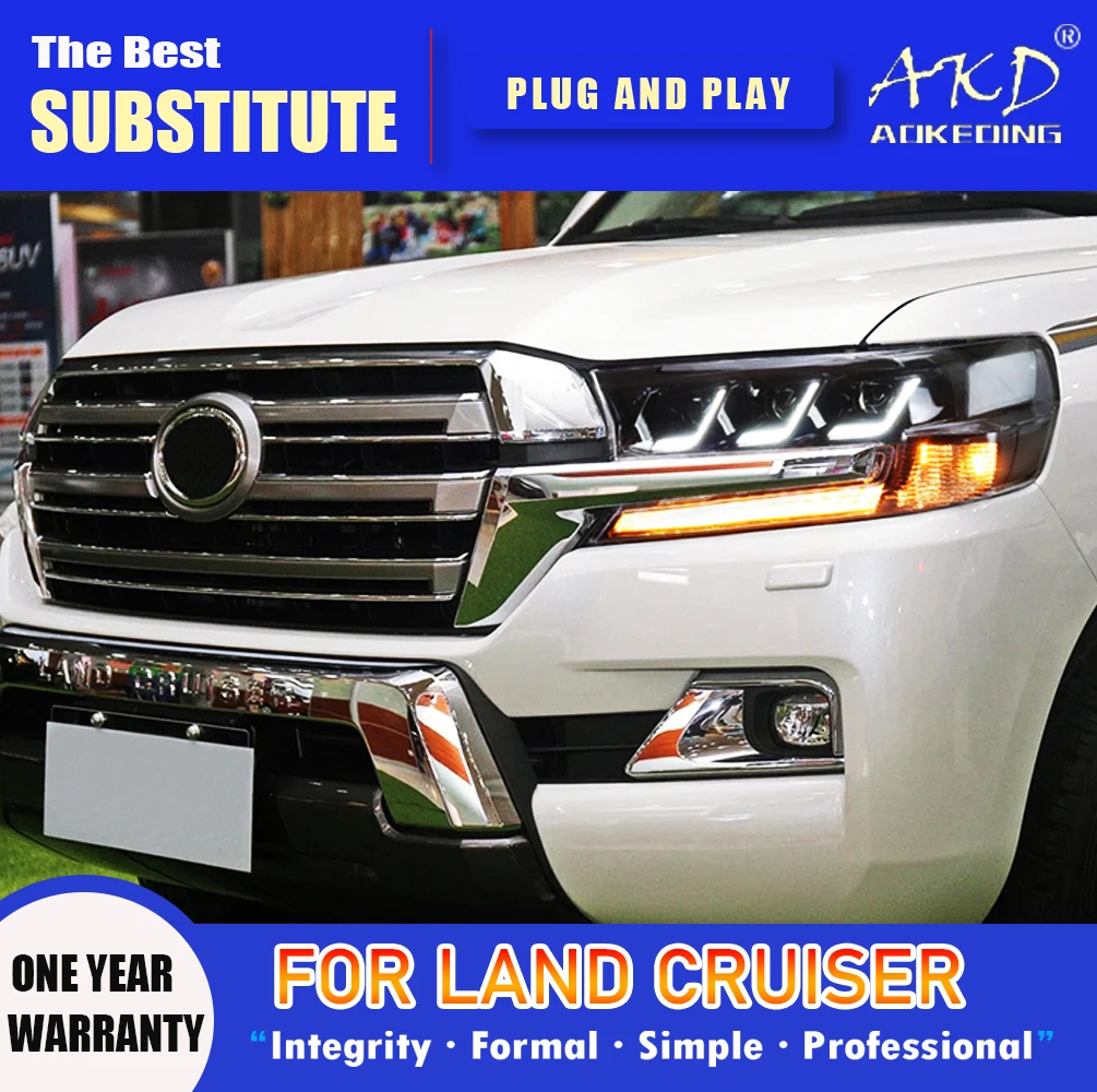 Фара AKD для Toyota Land Cruiser головная фара 2016-2020 фары LC200 DRL сигнал поворота дальний свет