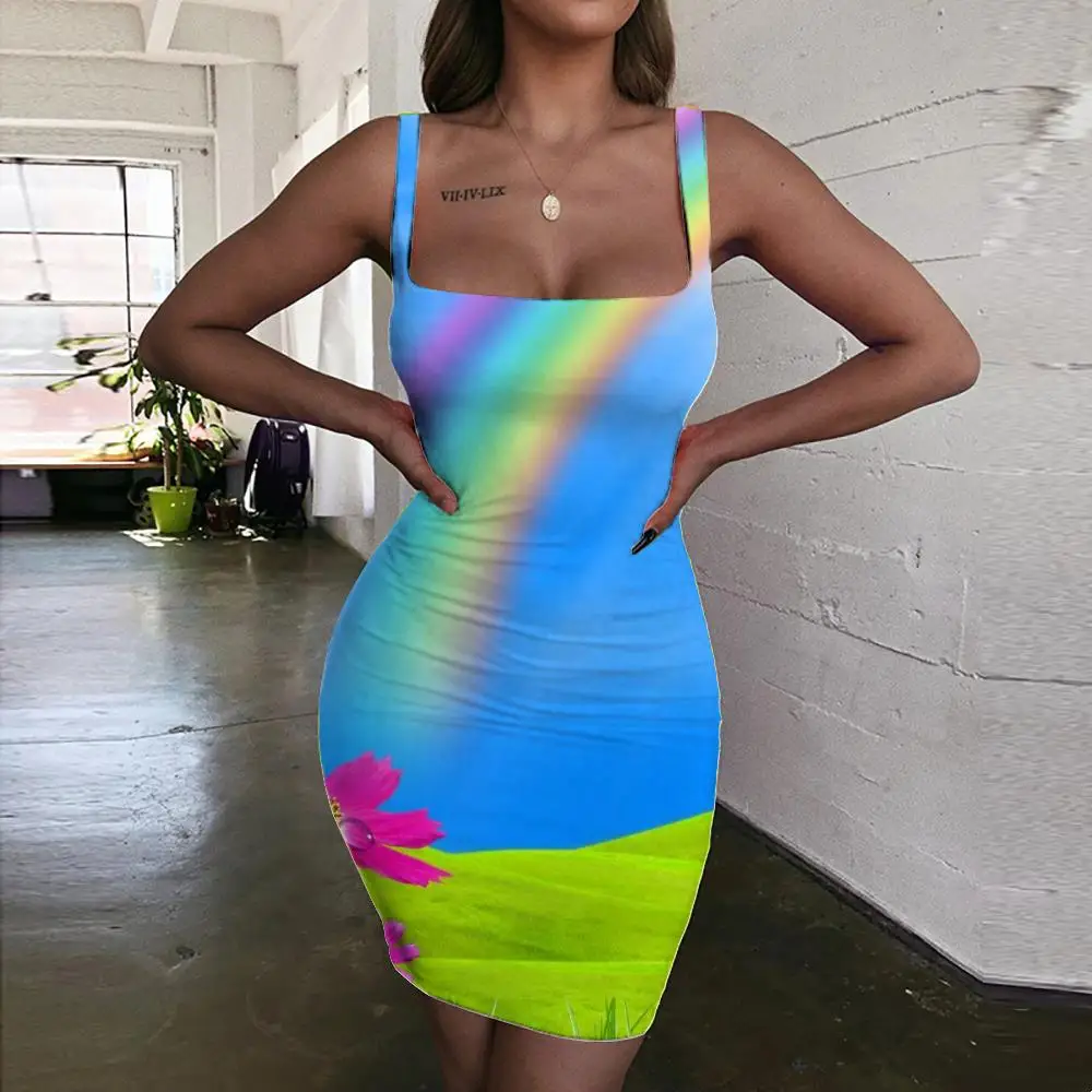 

Женский сарафан с радужной абстракцией, с 3D-принтом