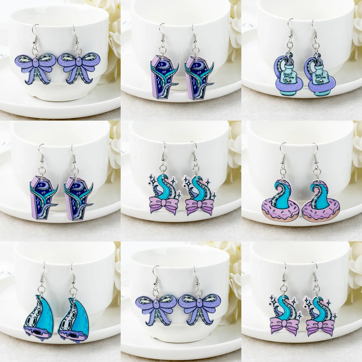 

Epoxy Hoop Earrings Octopus Tentacles Animals In Sea Acrylic Charm Earring Hip Hop Cute Exaggeration Special Creativity Jewelry