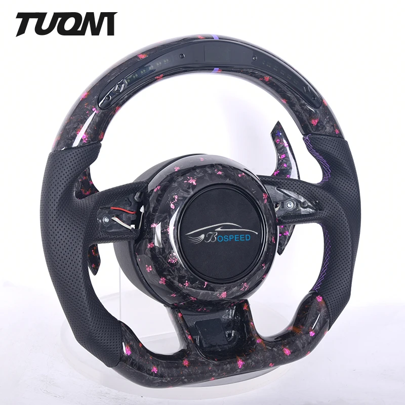 

Compatible For Audi A3 A4 A5 A6 A7 Forged Carbon Fiber Steering Wheel With LED Light Black Perforated Leather