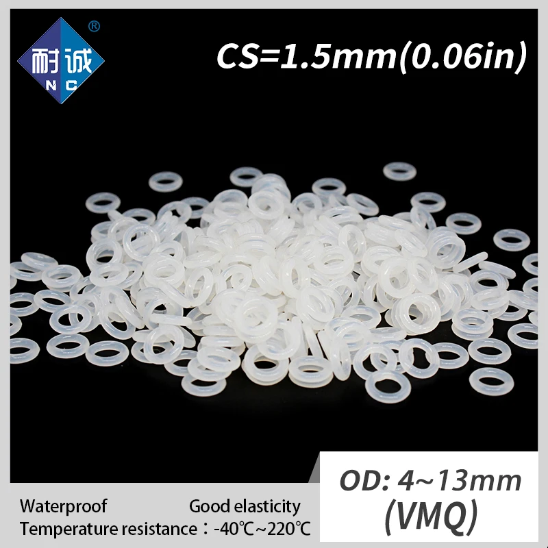 

10PCS/lot Silicone rubber o-ring VMQ CS 1.5mm OD4/5/5.5/6/6.5/7/7.5/8/8.5/9/9.5/10/10.5/11/12/12.5/13/13.5mm Gasket Silicone