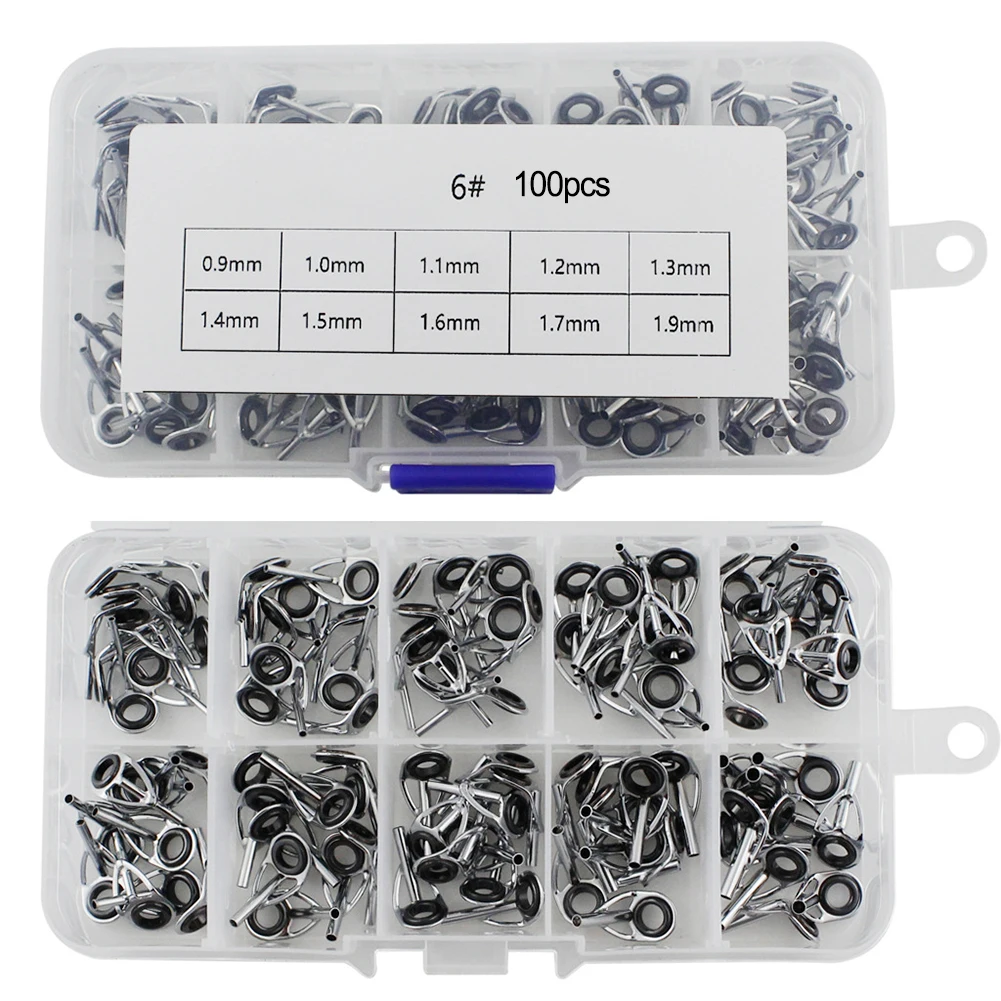 

Durable Rod Tip Guide Rings 100x Fishing Fish Repair Kit Rings Rod Tip 100pcs Accessories DIY Eye Fish Fishing