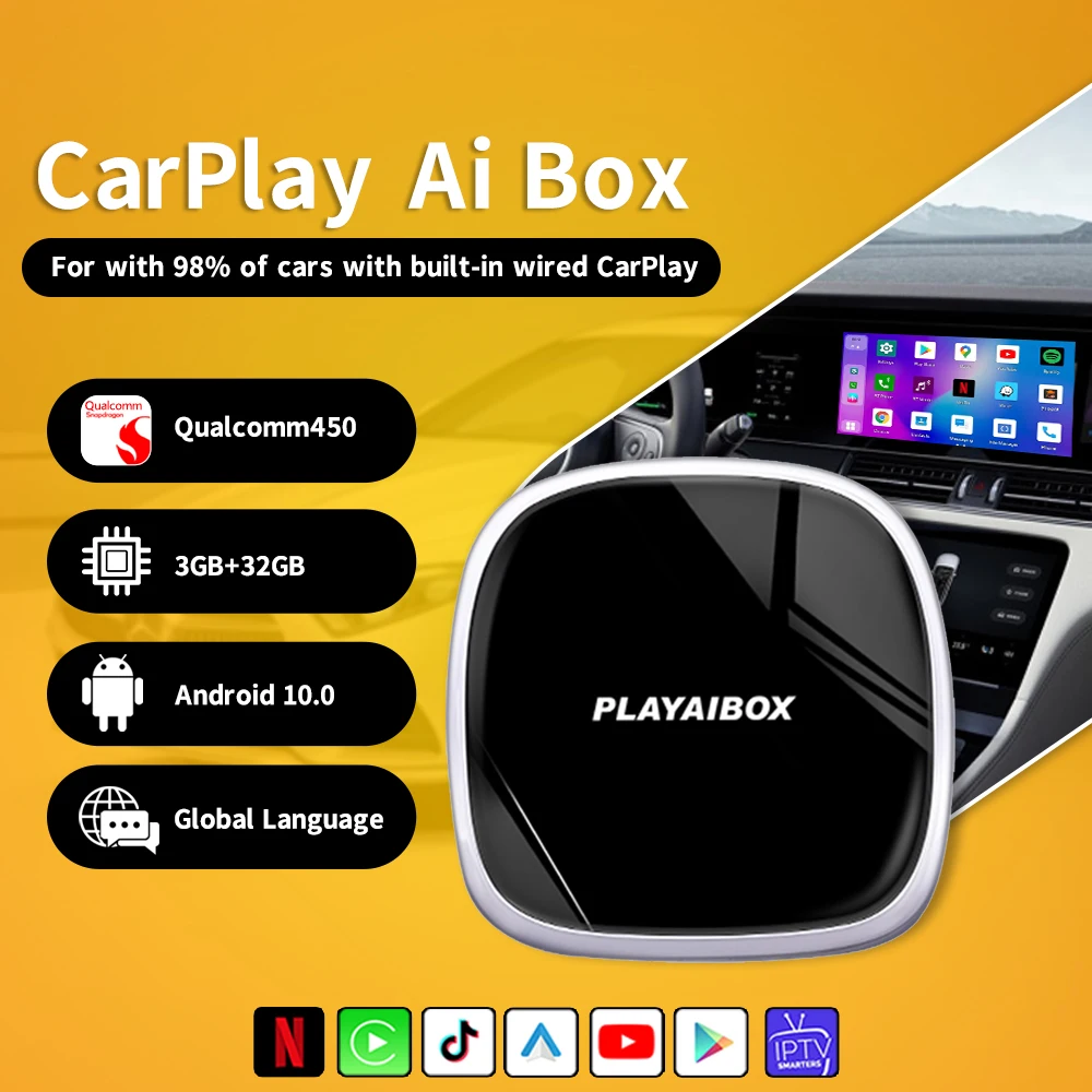 Ailinkbox Carplay Netflix Iptv беспроводной Android автомобильный тв-бокс 10 система Qualcomm 8Core