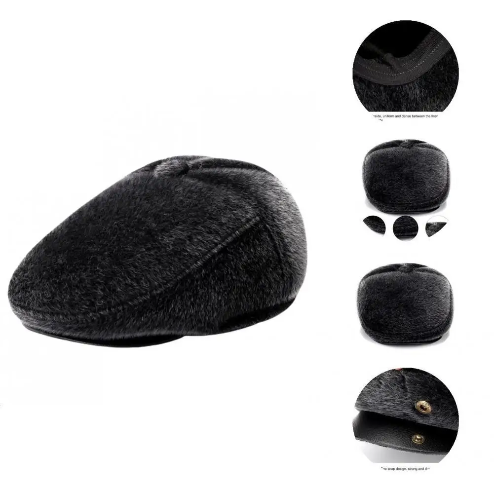 

Elderly Peaked Cap Thick Men Hat Pure Color Handsome Newsboy Hat