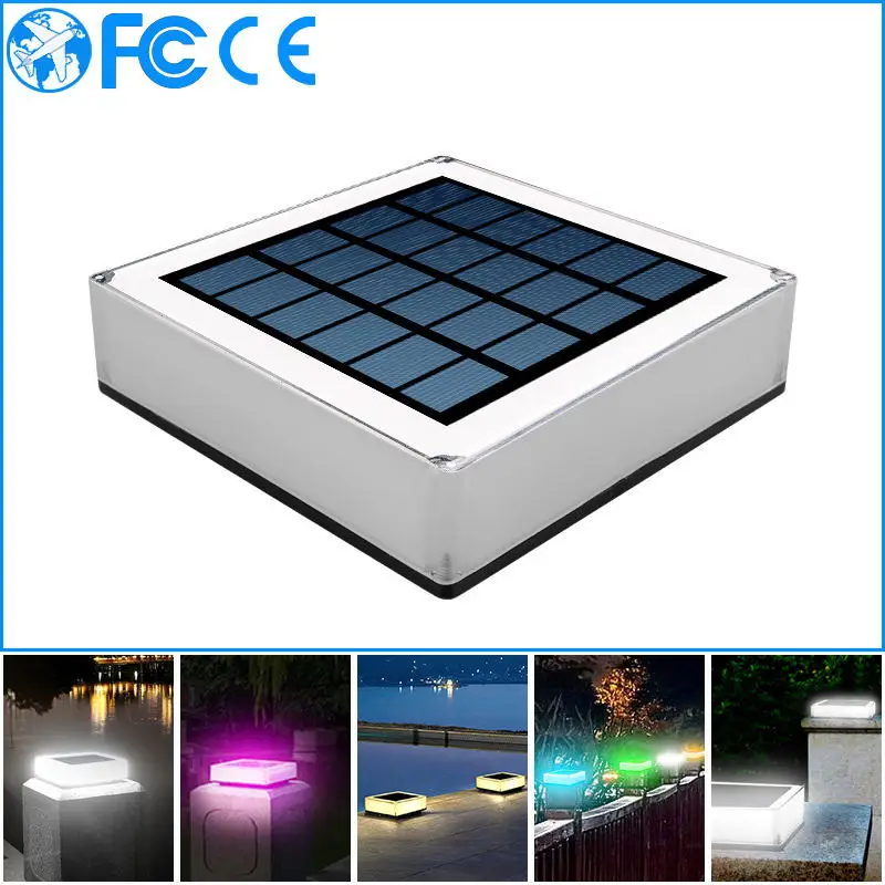 

LED Solar Powered Fence Pillar Light Outdoor Waterproof Post Cap Lamp Villa Garden Lawn Walkway Path Decor RGB Color Changing