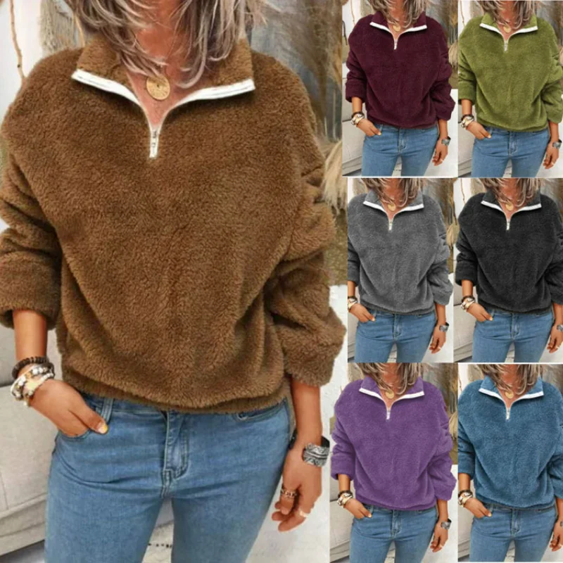 

2022 Autumn and Winter Women's Fleece Coats New Tops Fleece Hoodies Double-sided Fleece Jacket Women Sweatshirts