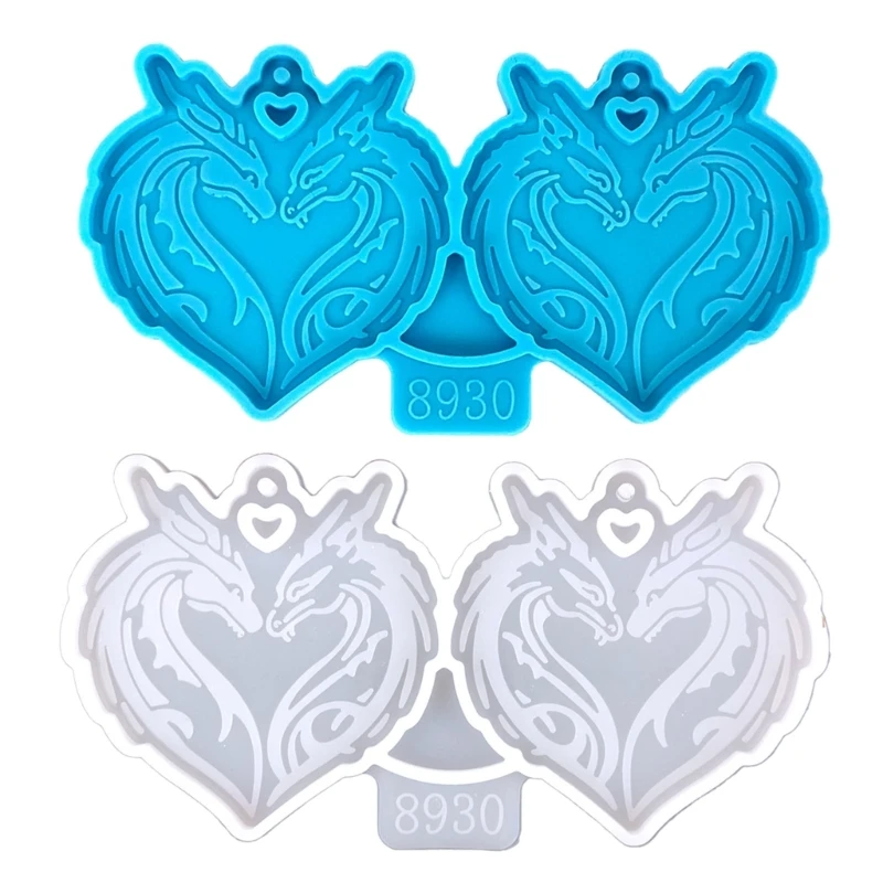 

Loves Heart Dragon Earrings Silicone Mold Crystal Epoxy Decorative Pendants Mold