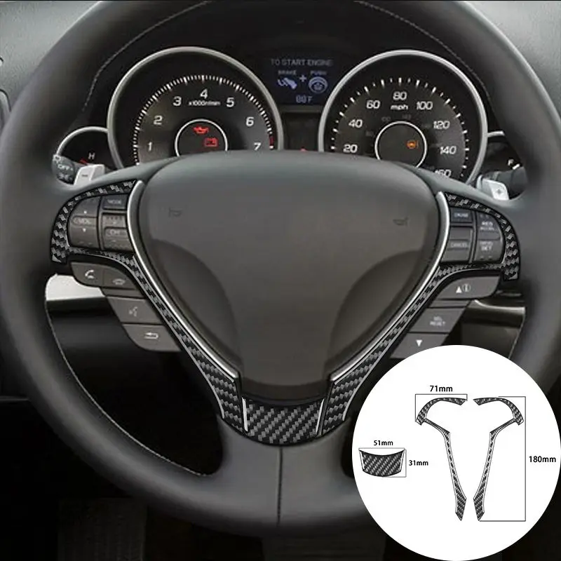 

For Acura TL 2009-2014 Real Carbon Fiber Steering Wheel Button Panel Frame Trim Sticker Covers Interior Accessories Car-styling