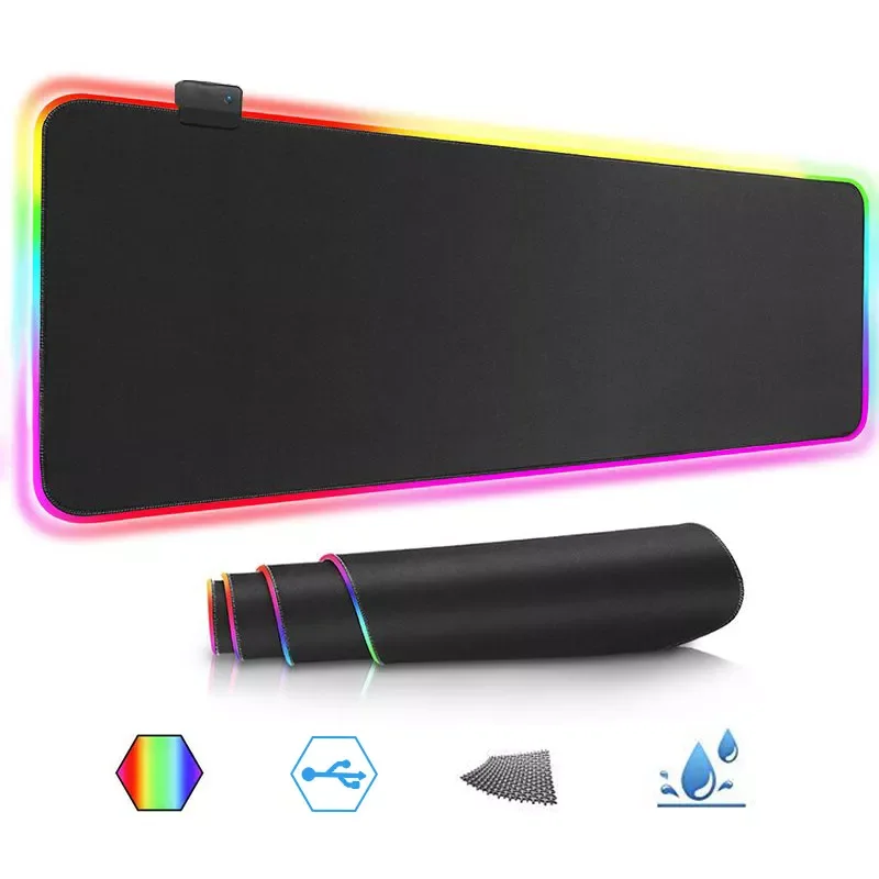 

LED Light Mouse Pad Gaming Mouse Pad RGB Mousepad Mat Large Game Rubber No-slip Mouse Mat PC Laptop Keyboard Desk Carpet