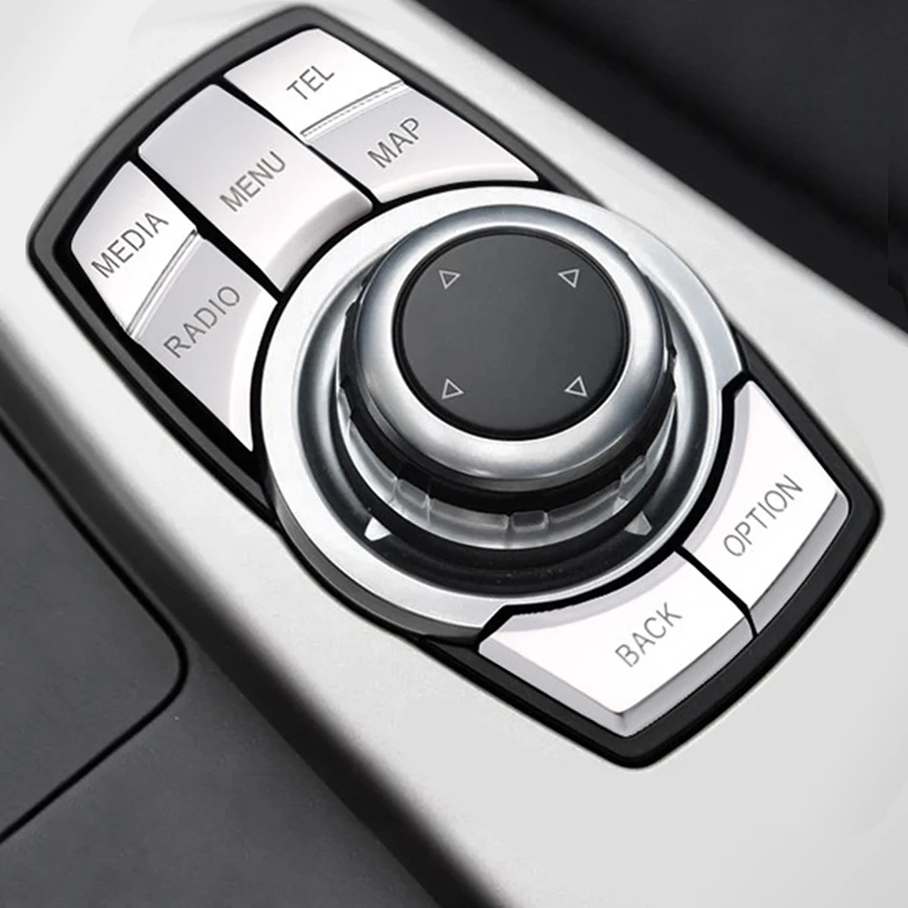 

Aluminum Alloy For BMW 3 4 5 6 X5 X6 Series Car Multi-Media Button Idrive Controler Frame Decoration Sticker Cover Case Decal
