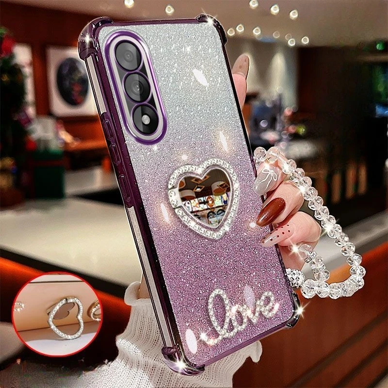 Фото 3D-чехол-браслет Love Mirror для OnePlus One Plus 1+ Turbo 6V 6 6T 5 4 3 2 Pro, противоударный, с блестками, силиконовый, с гальваническим покрытием №1