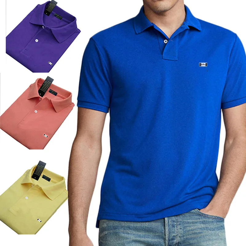 

Высококачественная летняя футболка с отложным воротником, мужская деловая Повседневная рубашка-поло из 100% хлопка с коротким рукавом, топы ...