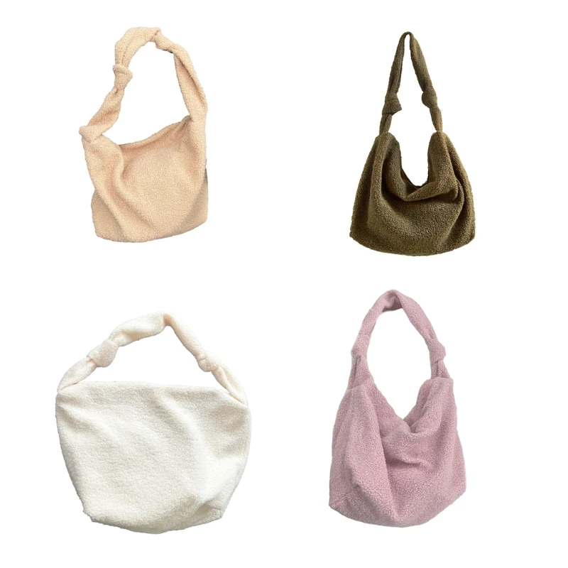 

Plush Bag Shoulder Bag for Women Solid Color Bag Fashion Underarm Bag