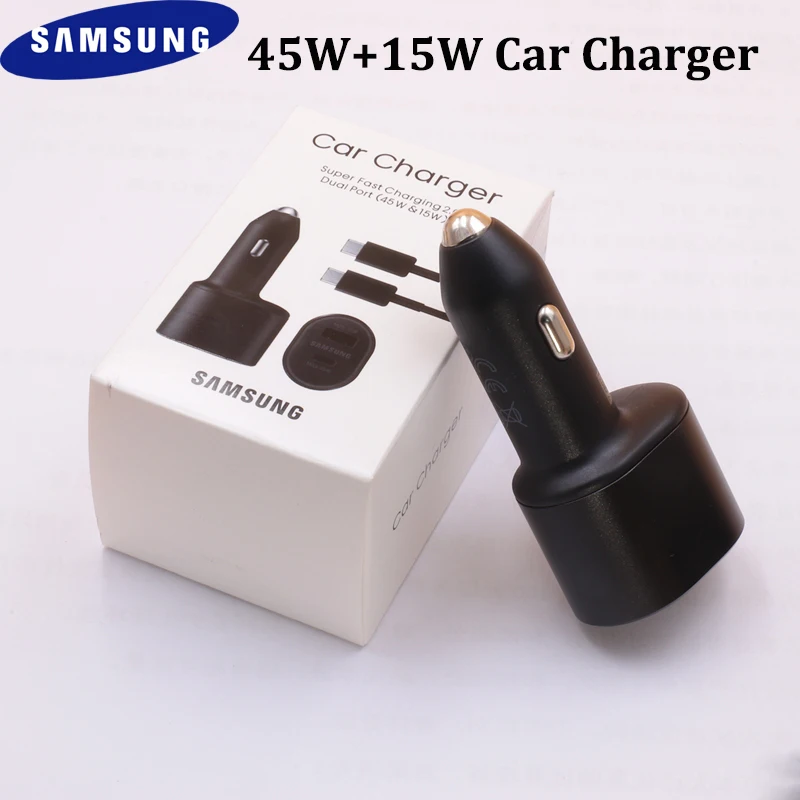 

Original Samsung S20 S21 S22 Ultra Car Charger 45W + 15W Fast Charging Dual Usb Port For Galaxy Z Fold 1 2 3 5G Note 20 10+ Plus