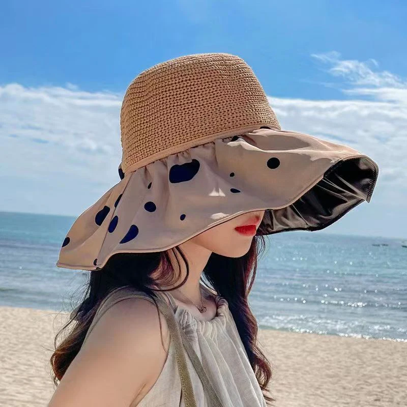 

Women's Polka Dot Big Brim Hat Summer Sunscreen Sunshade Fashion Ladies Outdoor Sun Hat