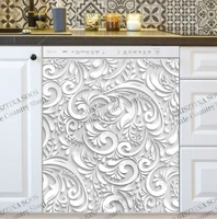 kitchen dishwasher magnet decor cover beautiful folklore light batik design with grey tone