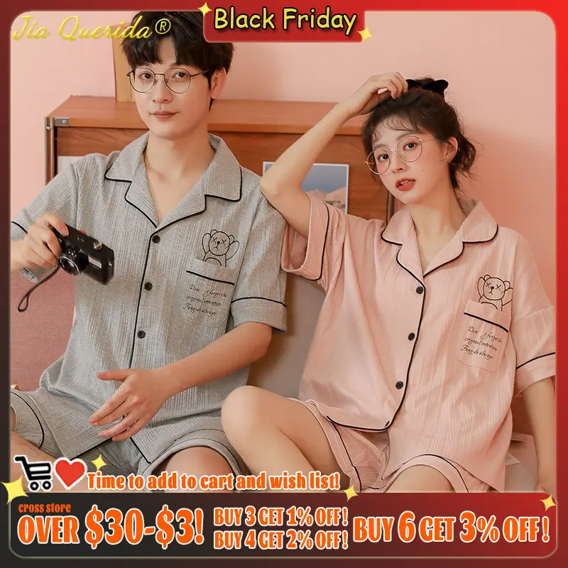 

Новые модные летние пижамы из мягкого хлопка для мужчин и женщин, домашняя одежда Kawaii, пижамы с принтом медведя, шорты, одежда для сна для пар...