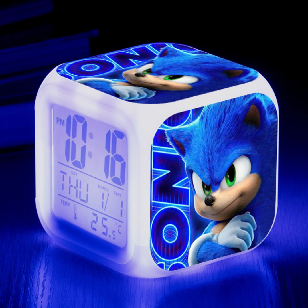 

Sonic Figure Model LED Clock Alarm 7Colorful Touch Light Desk Watch Sonic Figurine Hedgehog Toys for Children Birthday Gift