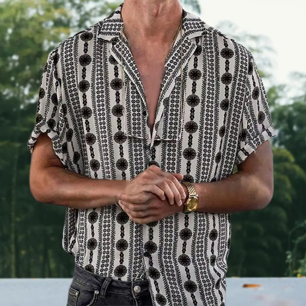 

Clothing Stylish Dot Print Turn-down Collar Men Shirt All Match Men Shirt Casual for Work