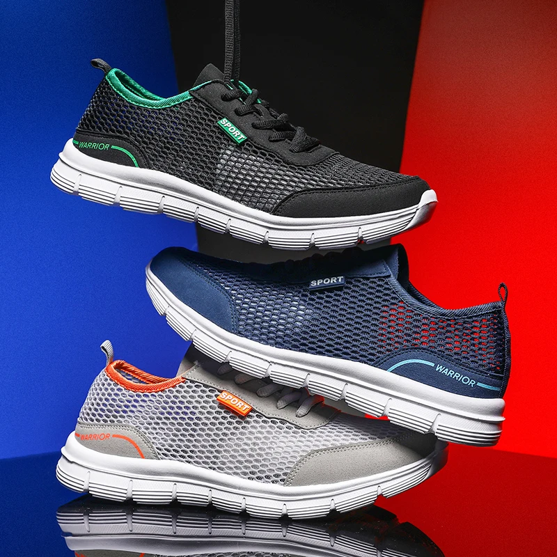 Summer Men's Soft Loafers Thin Breathable Mesh Slip-On Casual Shoes Flat Comfort Tennis Sneakers