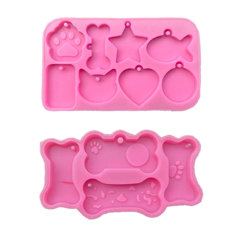 

Силиконовая форма для кошек/рыб/костей/круглых бирок, форма для брелока с отверстием, подвеска «сделай сам»