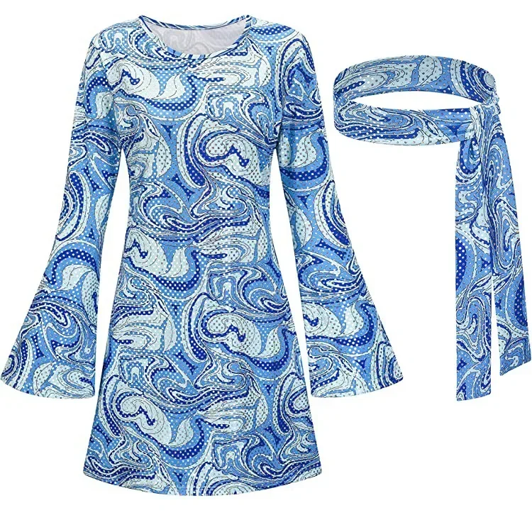 Хиппи Дискотека 60-х 70-х годов Косплей Костюм Женское Платье Для Девочек Юбка