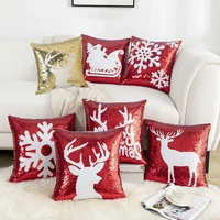 sequin christmas cushion cover 40x40cm red golden xmas pillow cover for living room home decor sofa pillowcase christmas decor