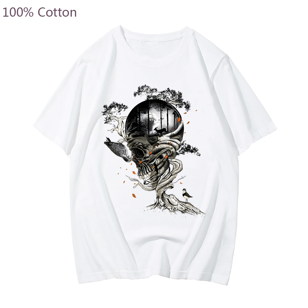 

Skeleton Gothic Tshirt Men/Women Aesthetic Grunge T-shirt Graphic Unisex Fashion Halloween Camisetas Summer 100% Cotton shirts