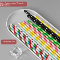 colorful sucker paper 100 pcs disposable environmentally creative juice cocktail art paper straws for party table birthday
