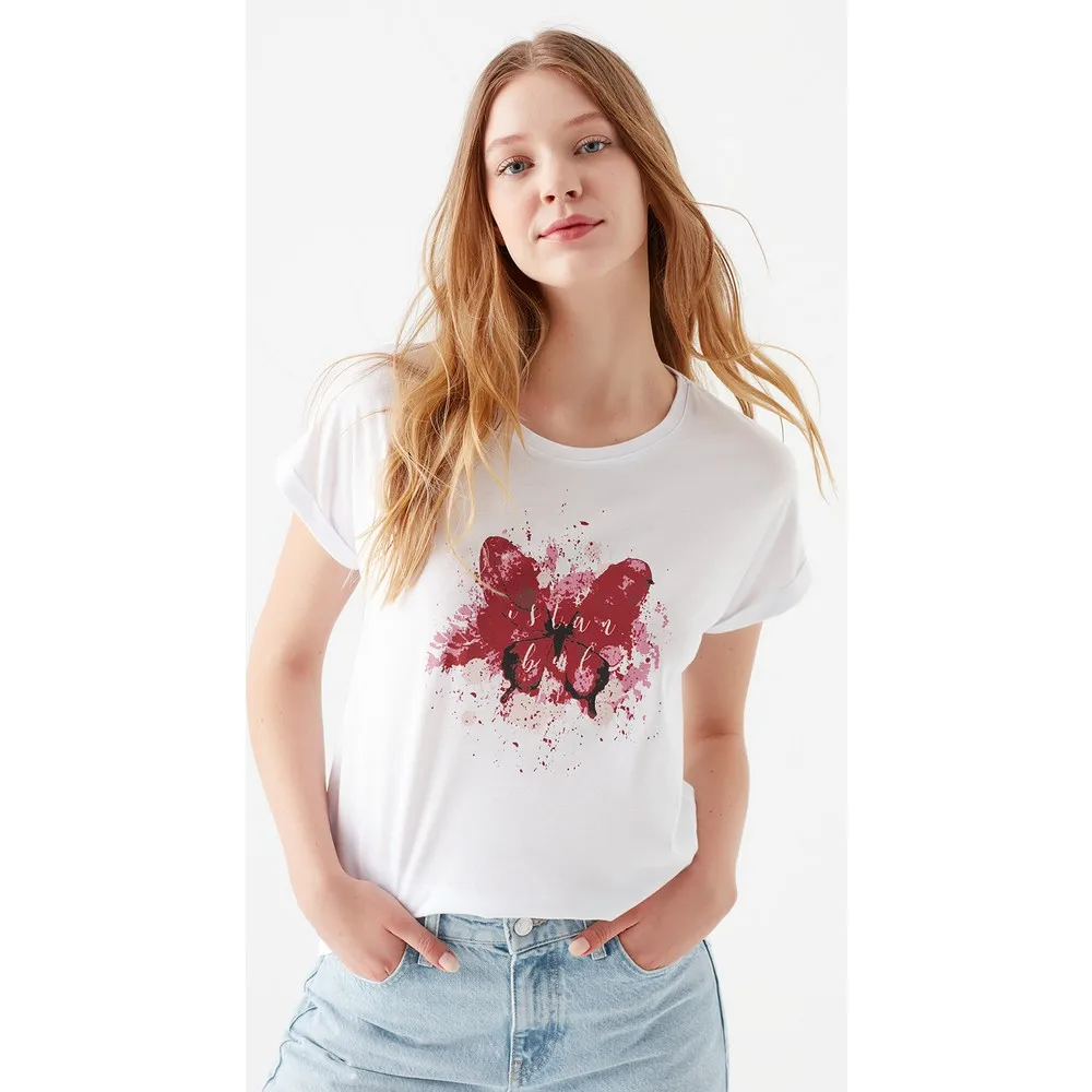 

Women's Butterfly Printed IStanbul Tshirt 167576-620 T Shirt Y2K Top Nostalgic Summer Women T-Shirt Anime Bluz